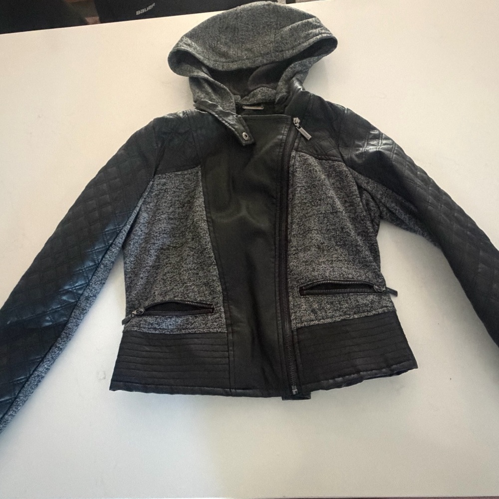 Black Satin Jacket with Soft grey accents